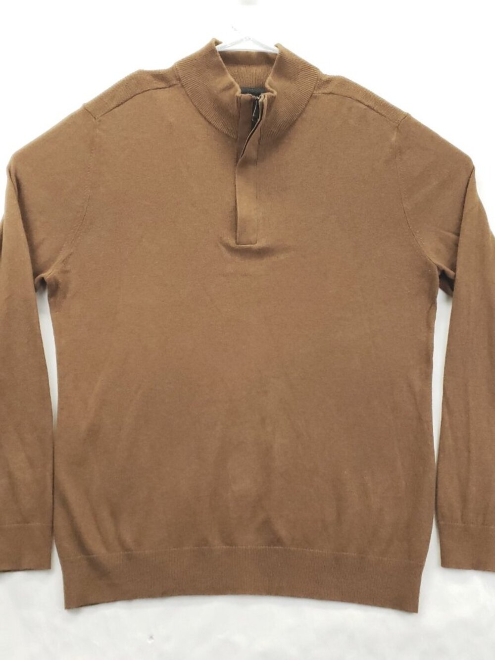 Banana Republic Sweater Mens Large Brown Silk Cashmere Premium Luxe Yarn 1/4 Zip